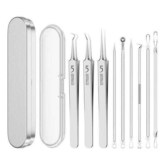 9-piece Blackhead Remover Kit With Metal Storage Case