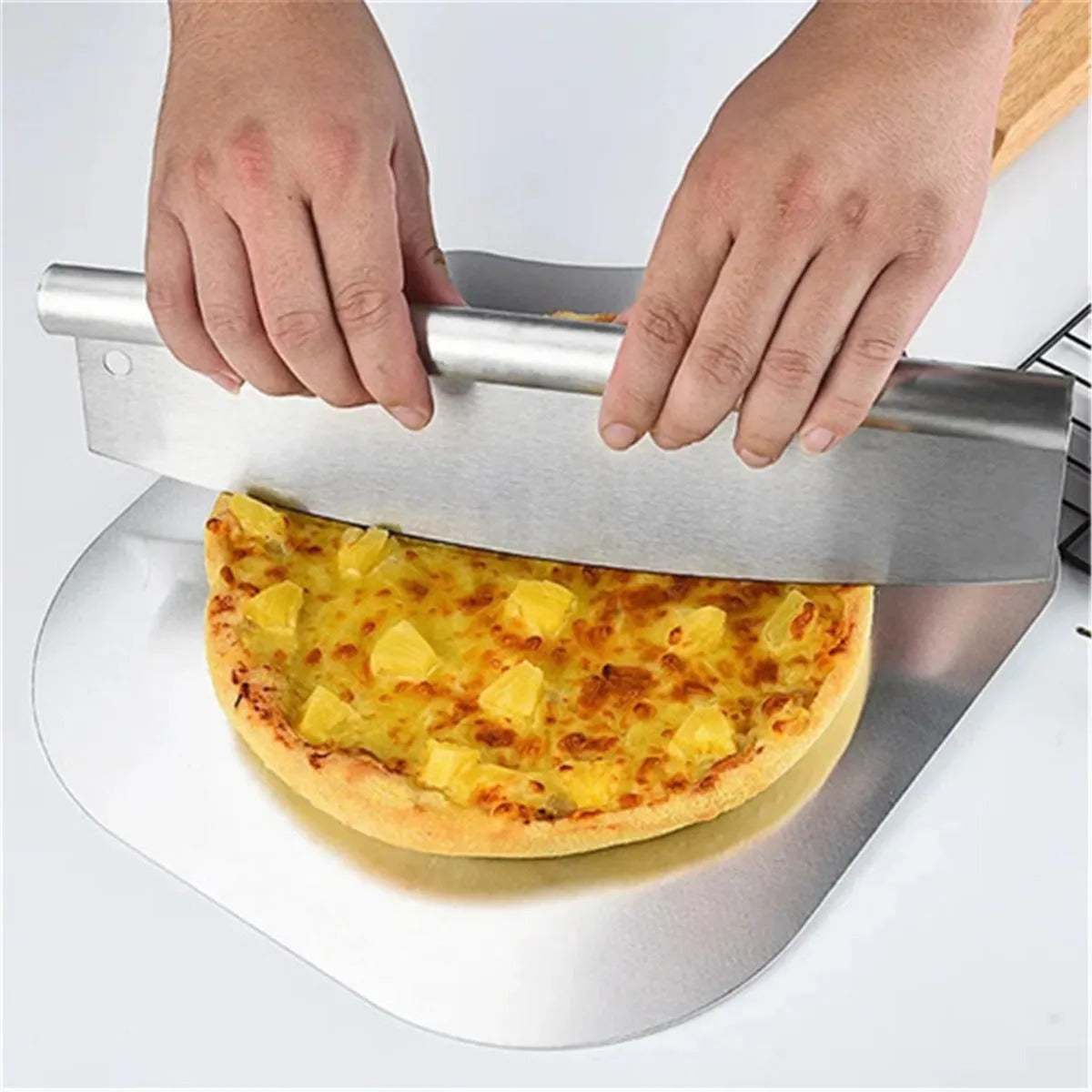 Stainless Steel Foldable Pizza Peel & Rocker Cutter Combo