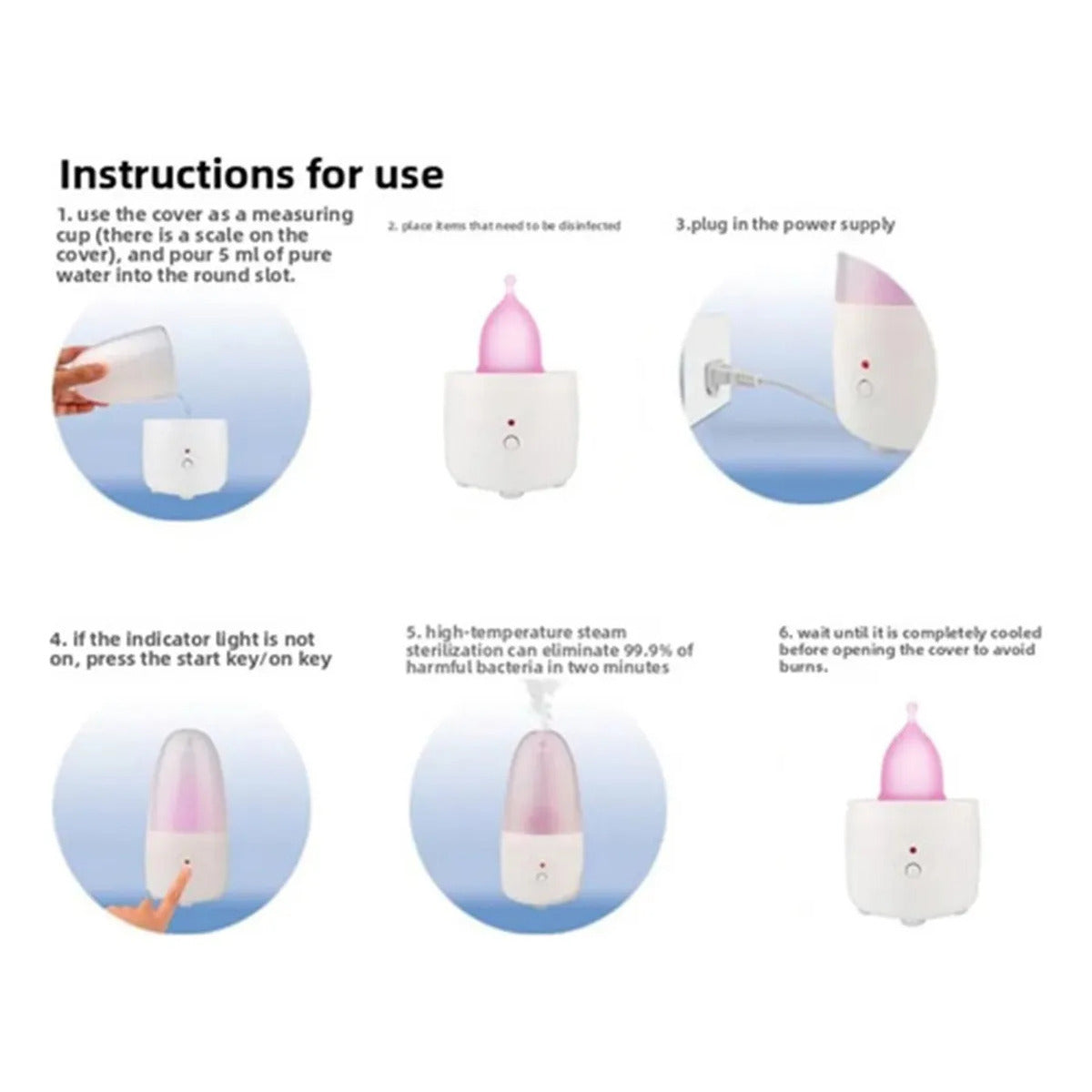 Menstrual Cup Steam Sterilizer 3-minute Rapid Sterilization
