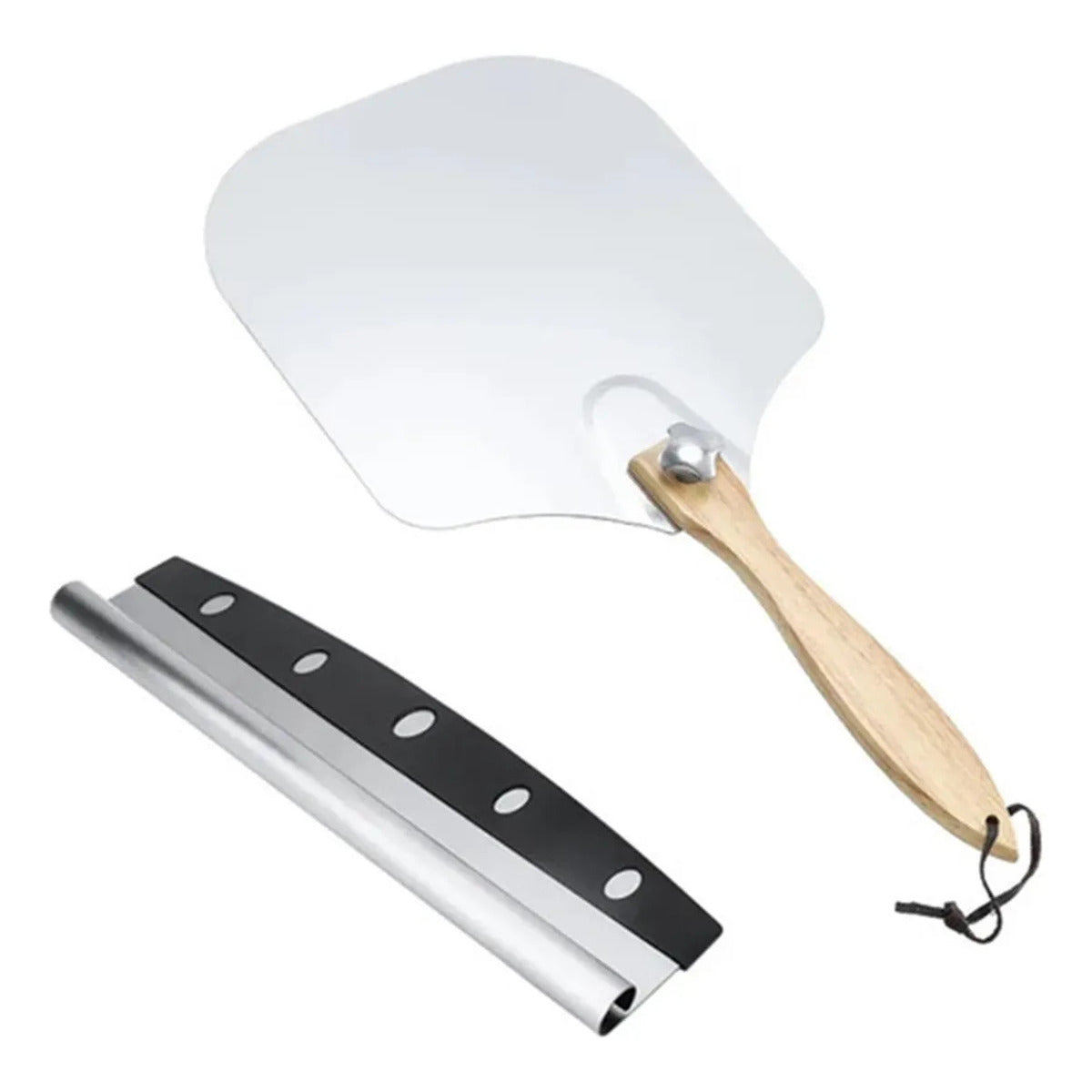 Stainless Steel Foldable Pizza Peel & Rocker Cutter Combo