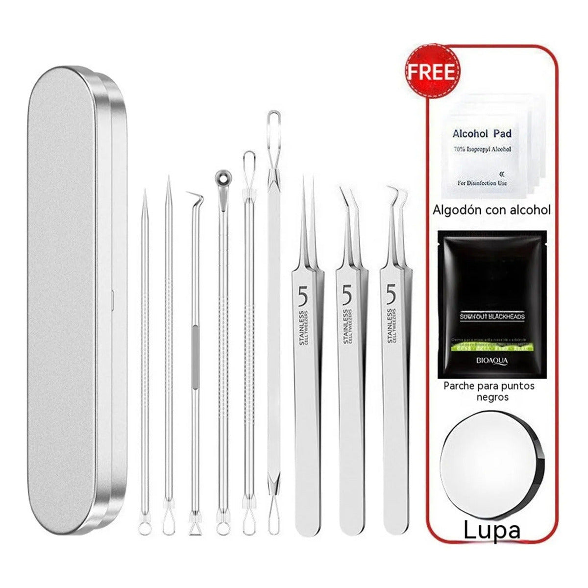 9-piece Blackhead Remover Kit With Metal Storage Case