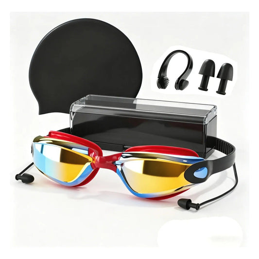 4-in-1 Swimming Goggles Set Mirrored Hd Vision & Anti-fog