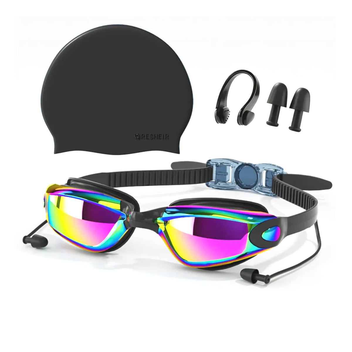 4-in-1 Swimming Goggles Set Mirrored Hd Vision & Anti-fog