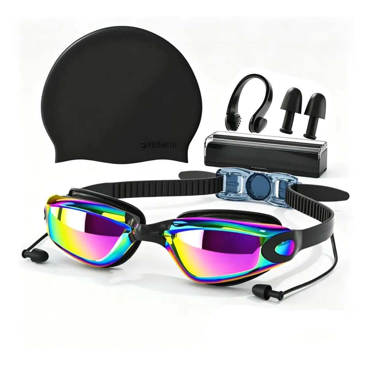 4-in-1 Swimming Goggles Set Mirrored Hd Vision & Anti-fog