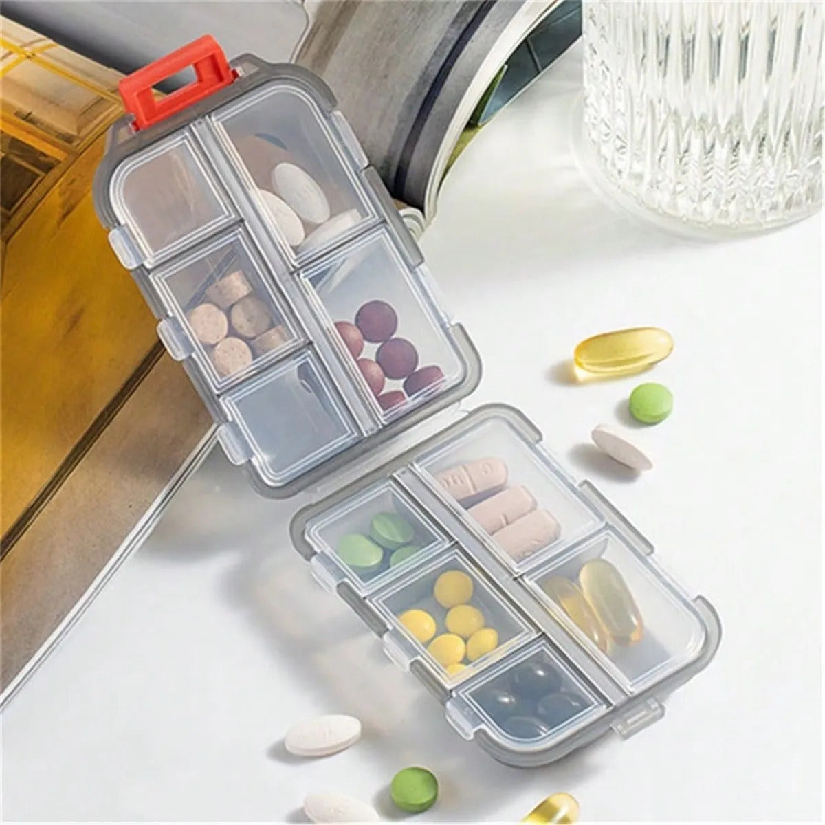 Emergency Medicine Capsule 6 Compartment Pill Organizer Set