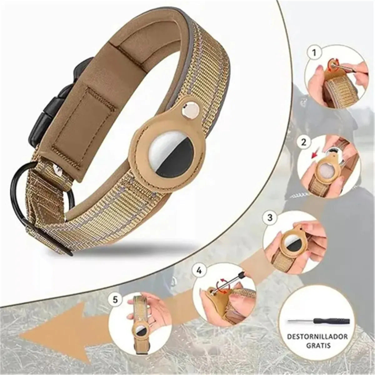 Integrated Dog Collar - Reflective Heavy-duty Nylon Collar
