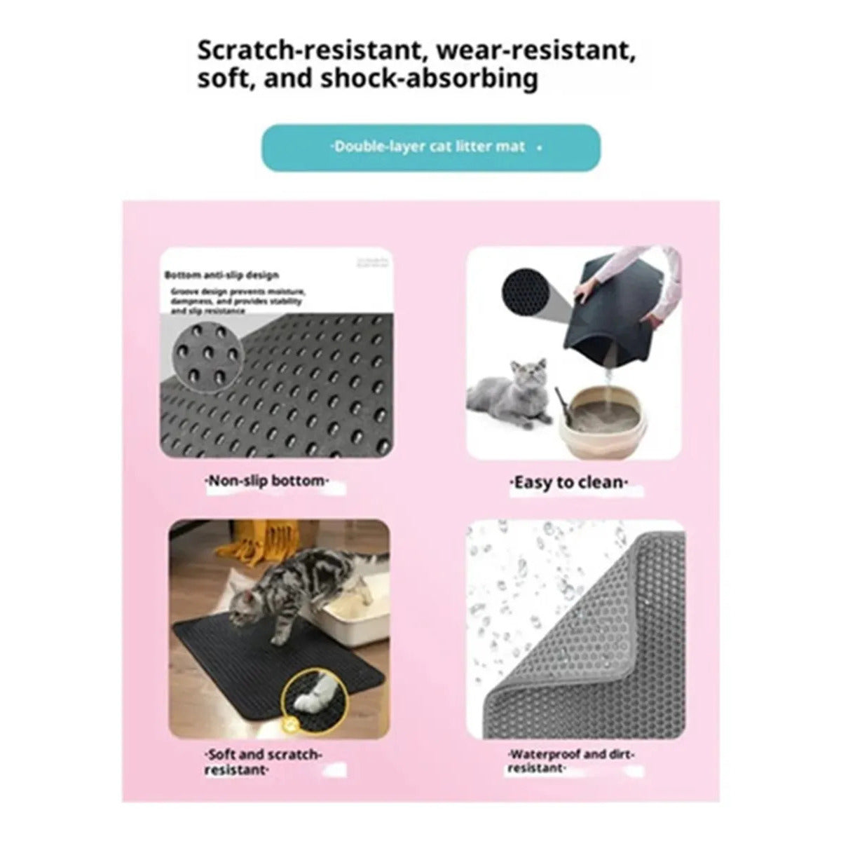 Waterproof & Non-slip Honeycomb Cat Litter Trapping Mat