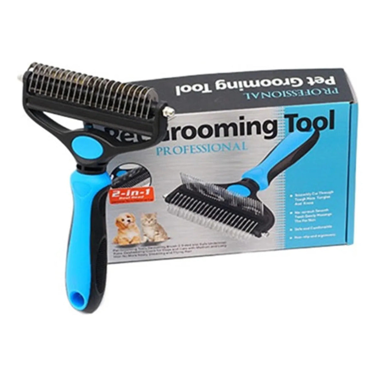 2-in-1 Professional Pet Grooming & Dematting Tool for Dogs and Cats