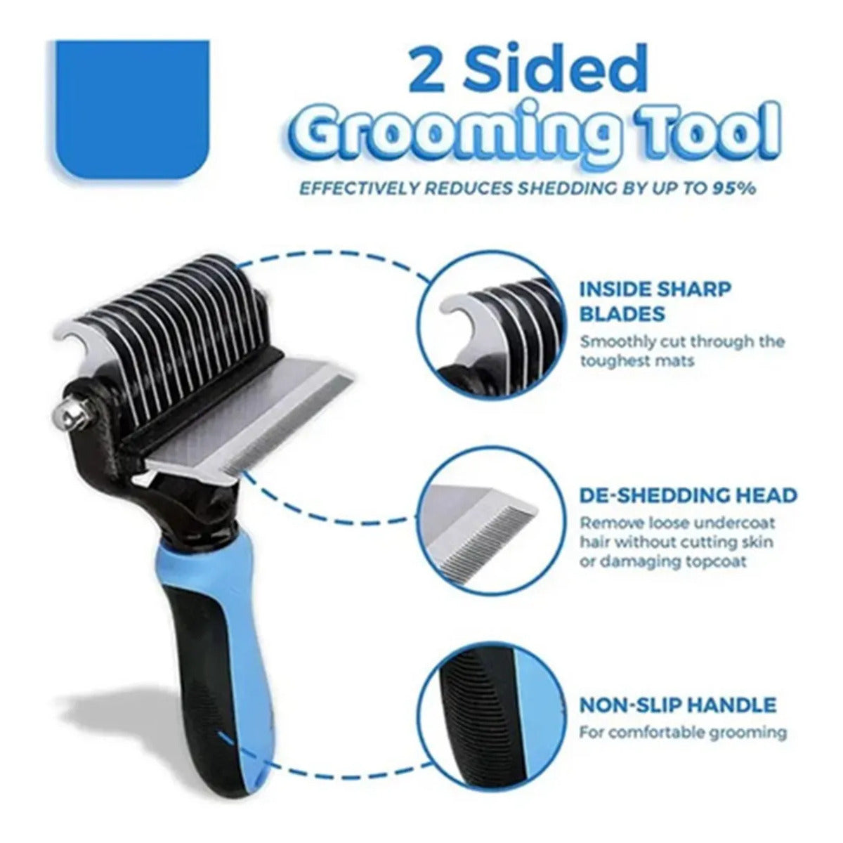 2-in-1 Professional Pet Grooming & Dematting Tool for Dogs and Cats