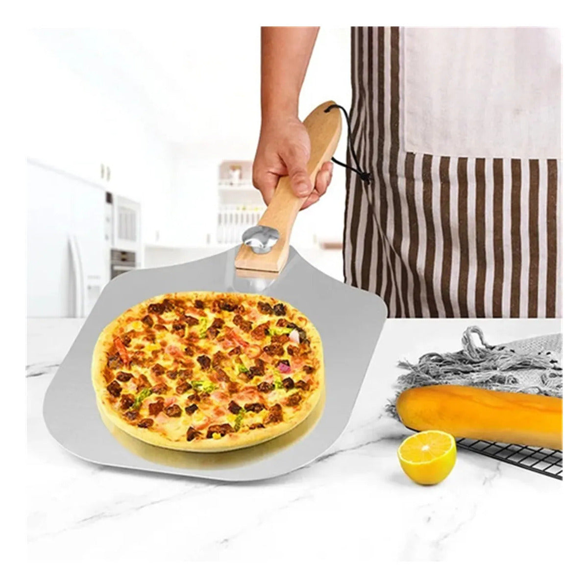 Stainless Steel Foldable Pizza Peel & Rocker Cutter Combo