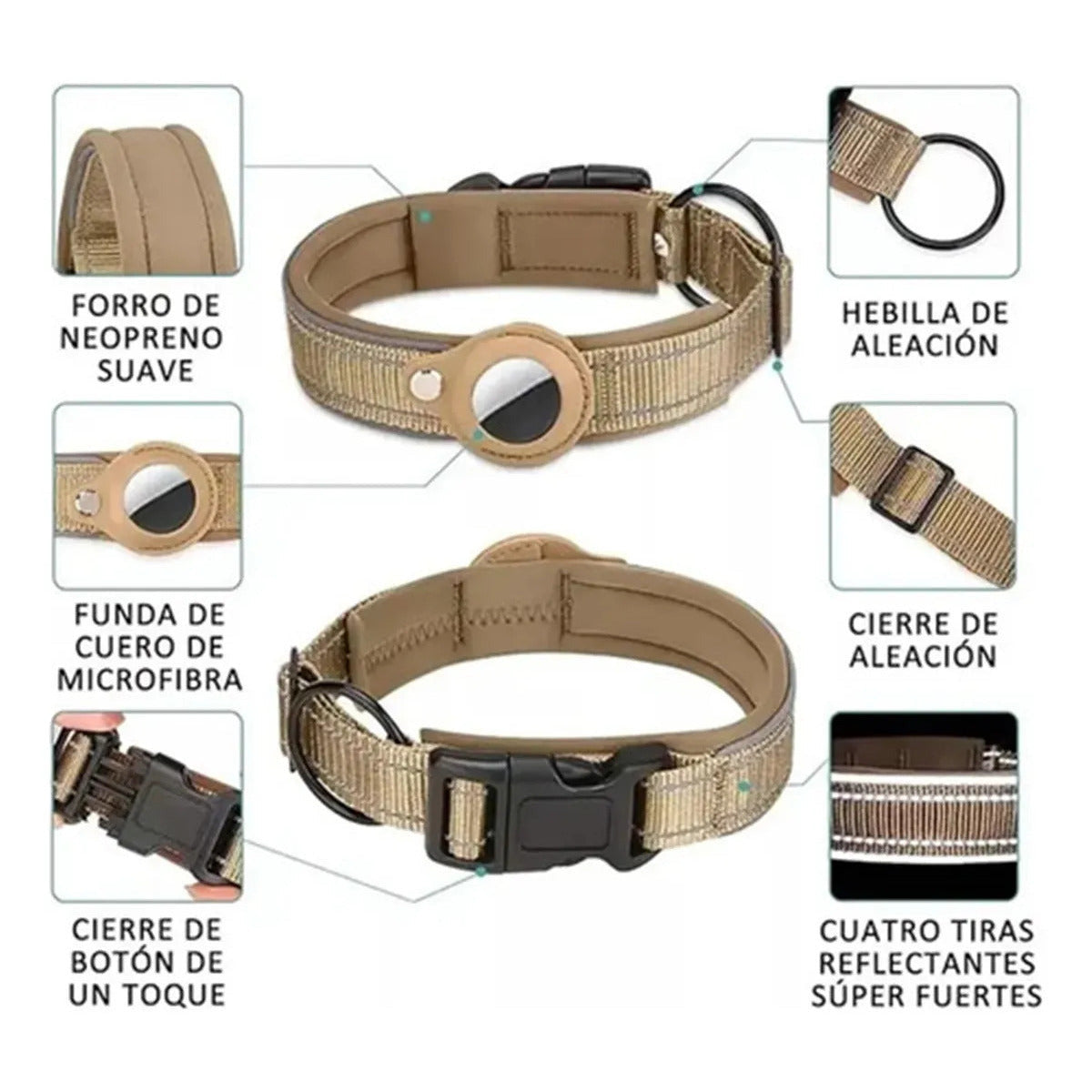 Dog wearing reflective AirTag tracking collar