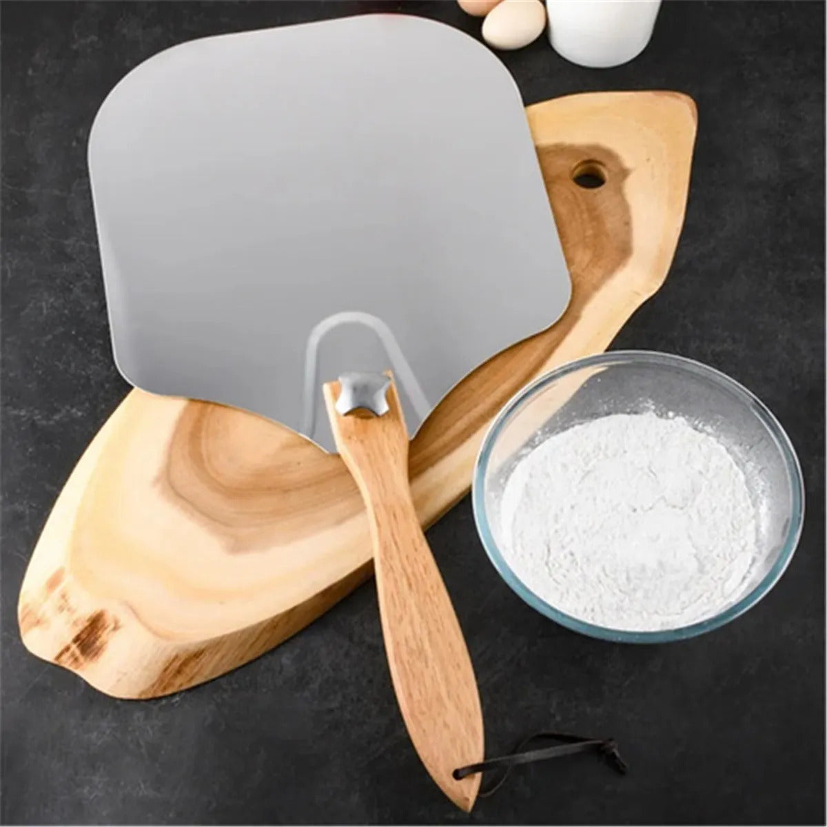 Stainless Steel Foldable Pizza Peel & Rocker Cutter Combo