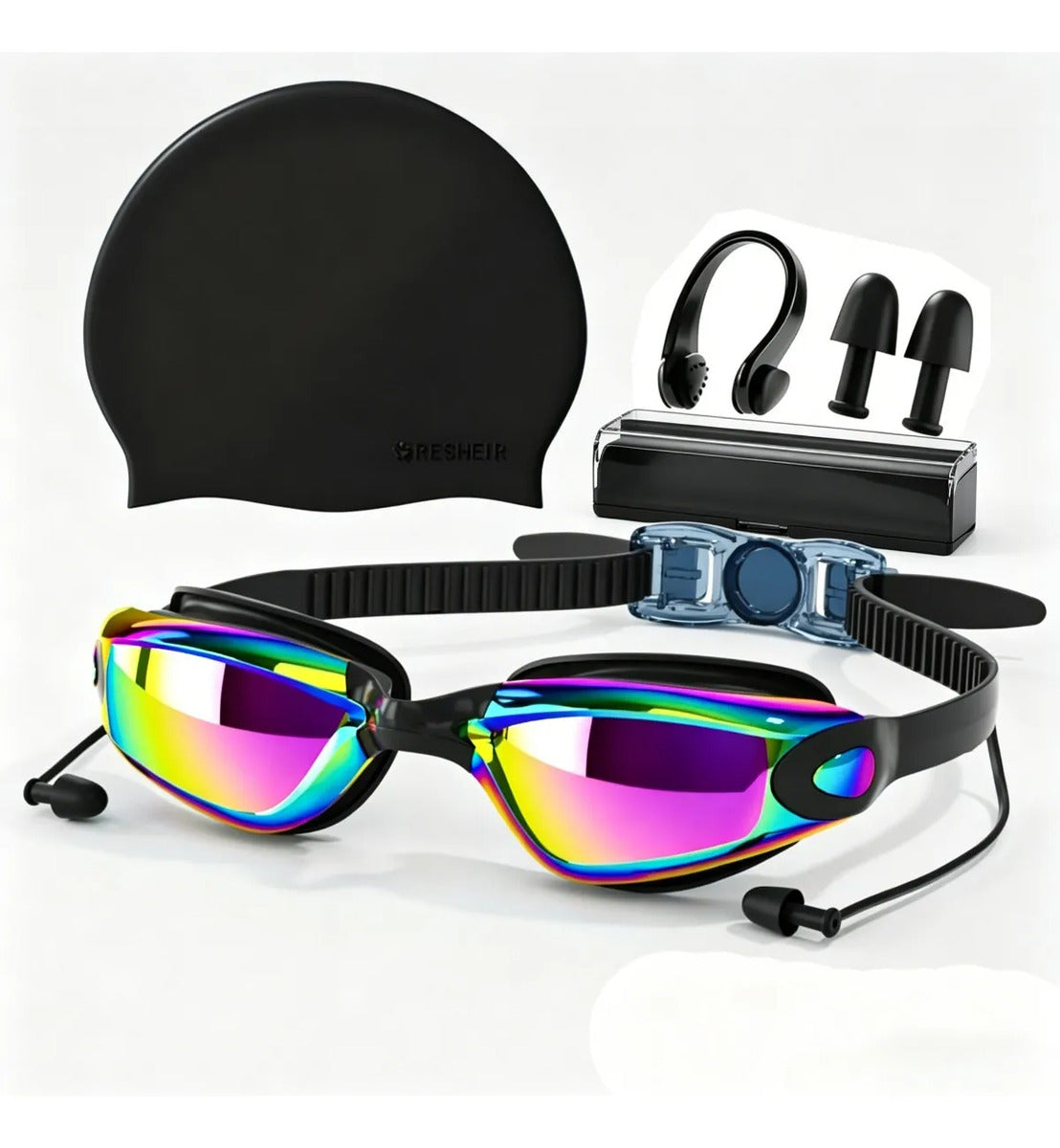 4-in-1 Swimming Goggles Set Mirrored Hd Vision & Anti-fog