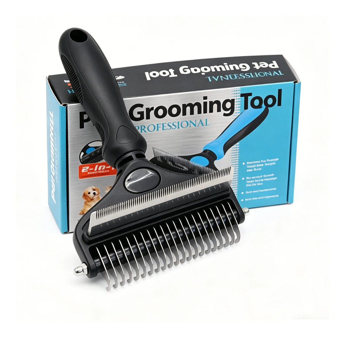 2-in-1 Professional Pet Grooming & Dematting Tool for Dogs and Cats