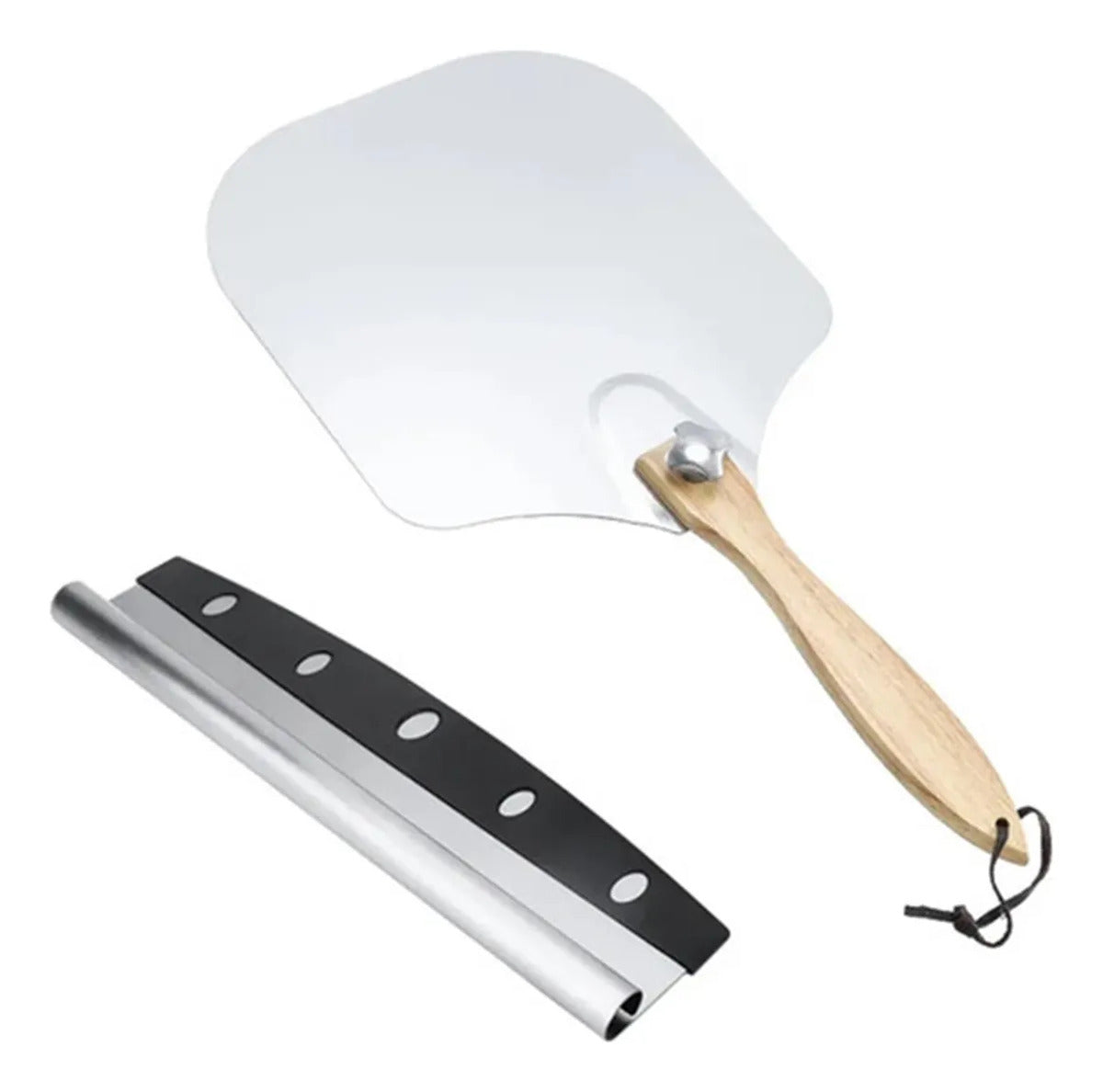 Stainless Steel Foldable Pizza Peel & Rocker Cutter Combo