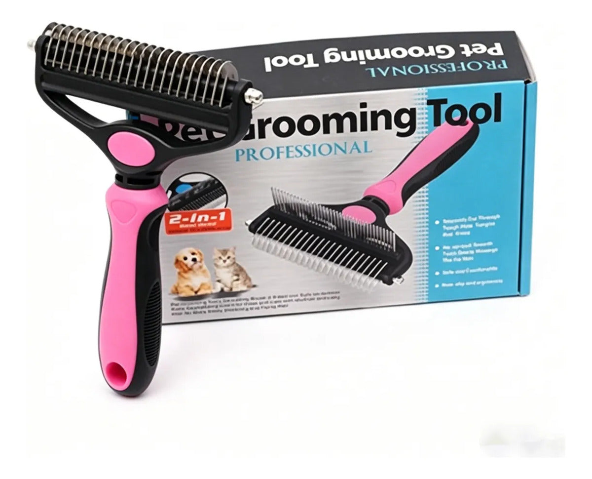 2-in-1 Professional Pet Grooming & Dematting Tool for Dogs and Cats