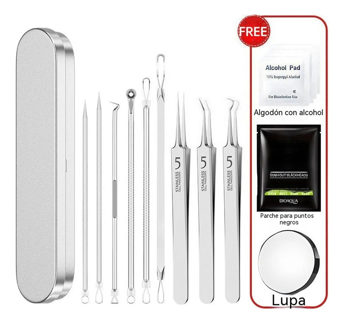 9-piece Blackhead Remover Kit With Metal Storage Case