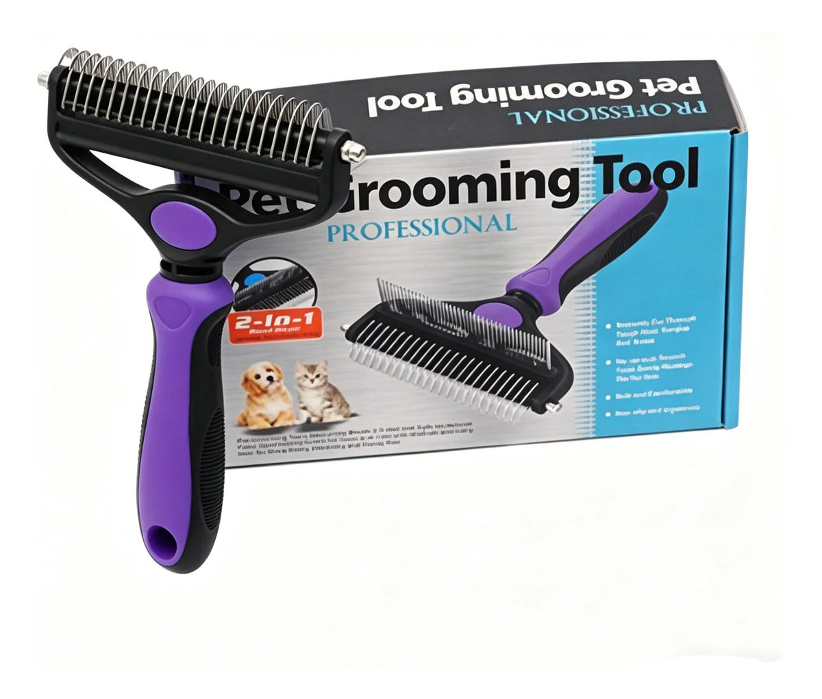 2-in-1 Professional Pet Grooming & Dematting Tool for Dogs and Cats