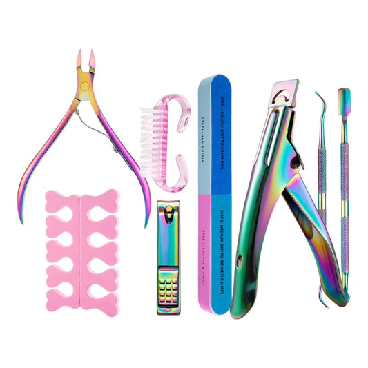 Professional 8-in-1 Rainbow Manicure & Pedicure Grooming Set