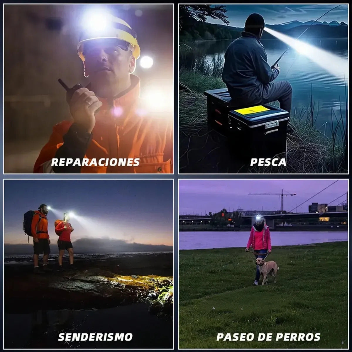 2pcs 5-led Rechargeable Headlamp Waterproof Outdoor Light