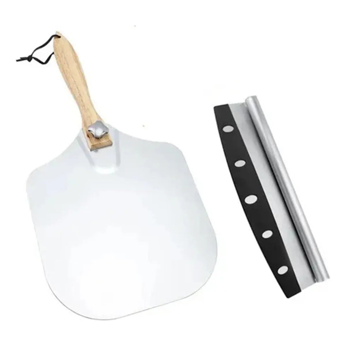 Stainless Steel Foldable Pizza Peel & Rocker Cutter Combo