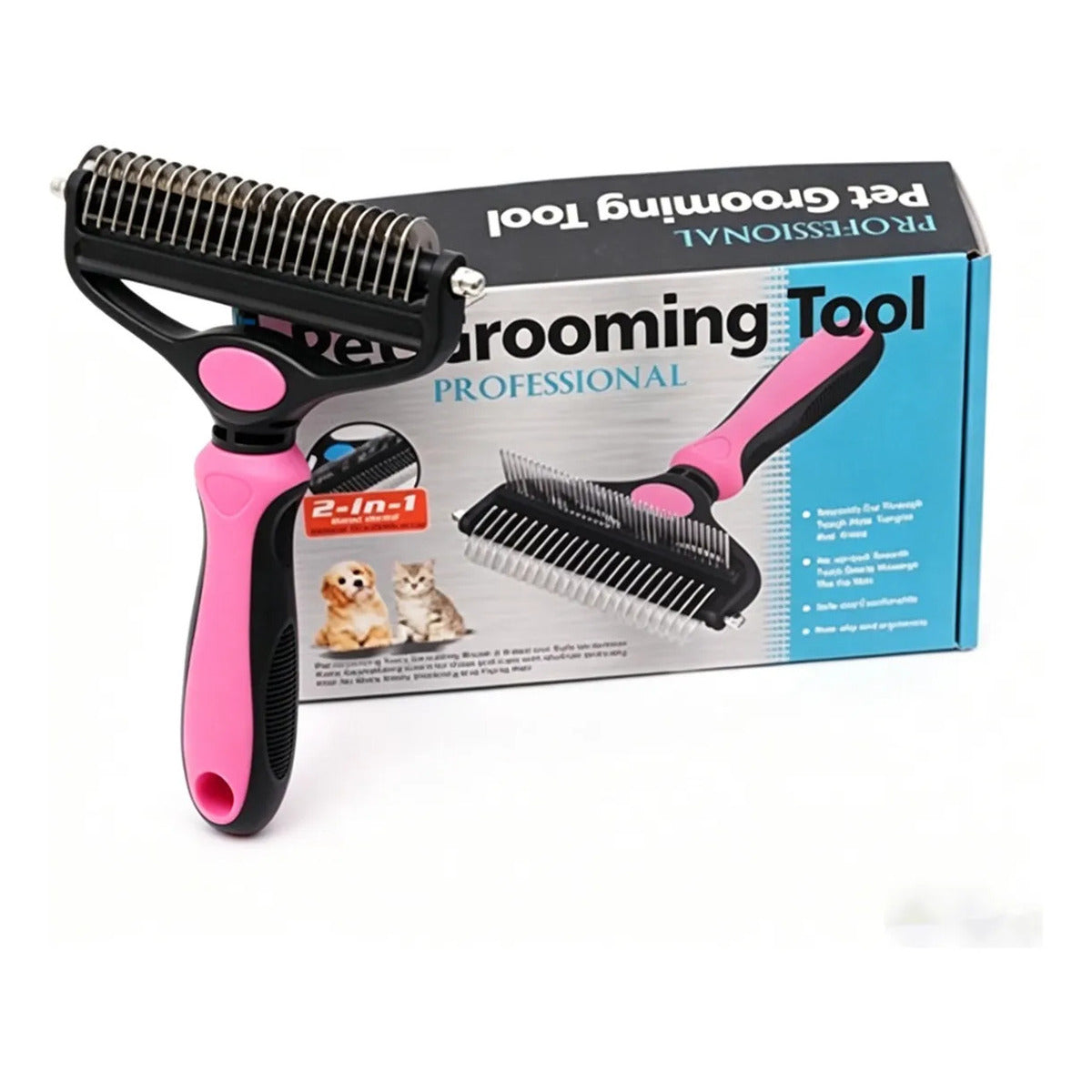 2-in-1 Professional Pet Grooming & Dematting Tool for Dogs and Cats
