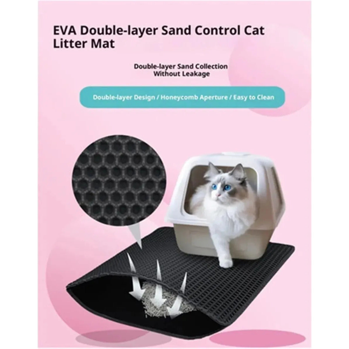 Waterproof & Non-slip Honeycomb Cat Litter Trapping Mat