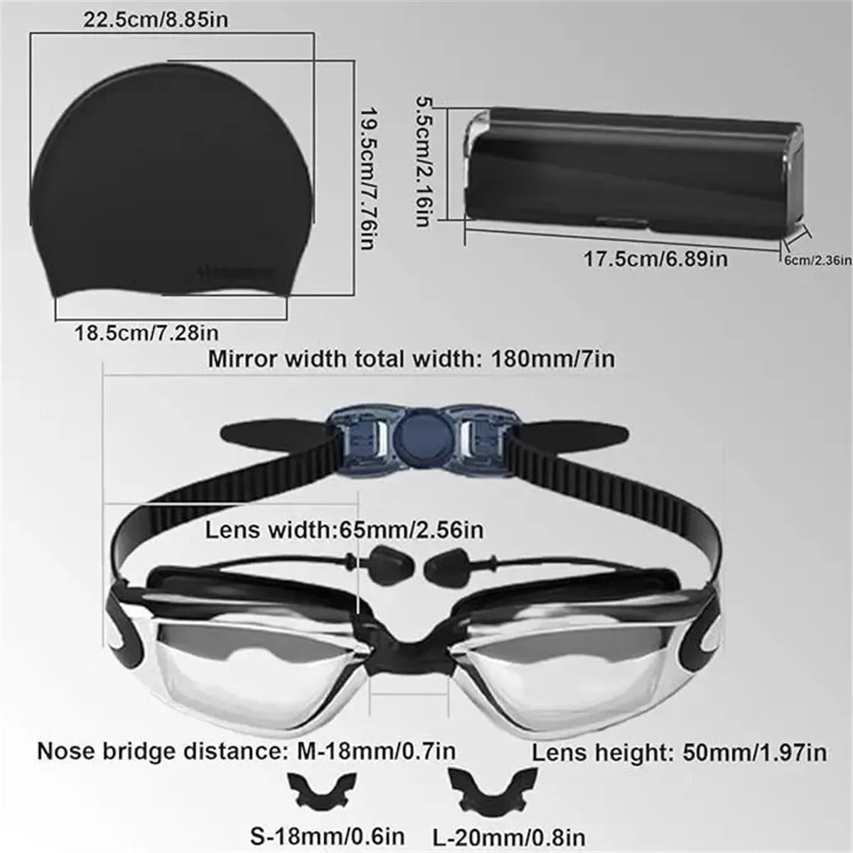 4-in-1 Swimming Goggles Set Mirrored Hd Vision & Anti-fog