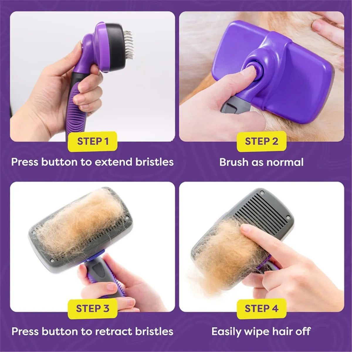 One-click Self-cleaning Slicker Brush For Dogs & Cats