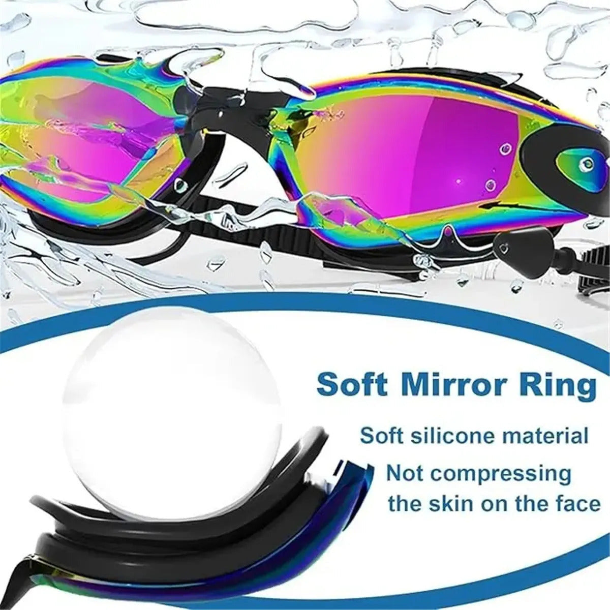 4-in-1 Swimming Goggles Set Mirrored Hd Vision & Anti-fog