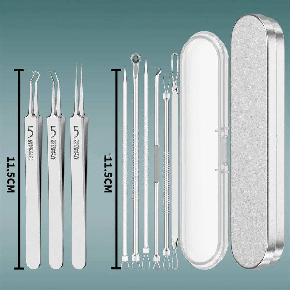 9-piece Blackhead Remover Kit With Metal Storage Case