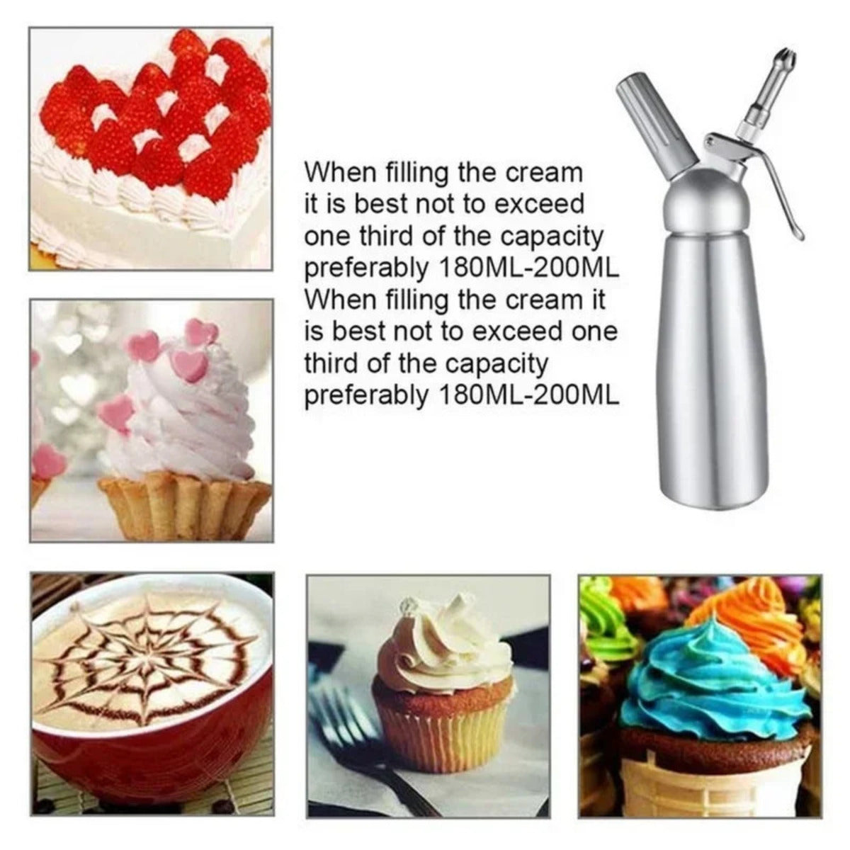 17oz 34oz Whipped Cream Dispenser With 3 Nozzles